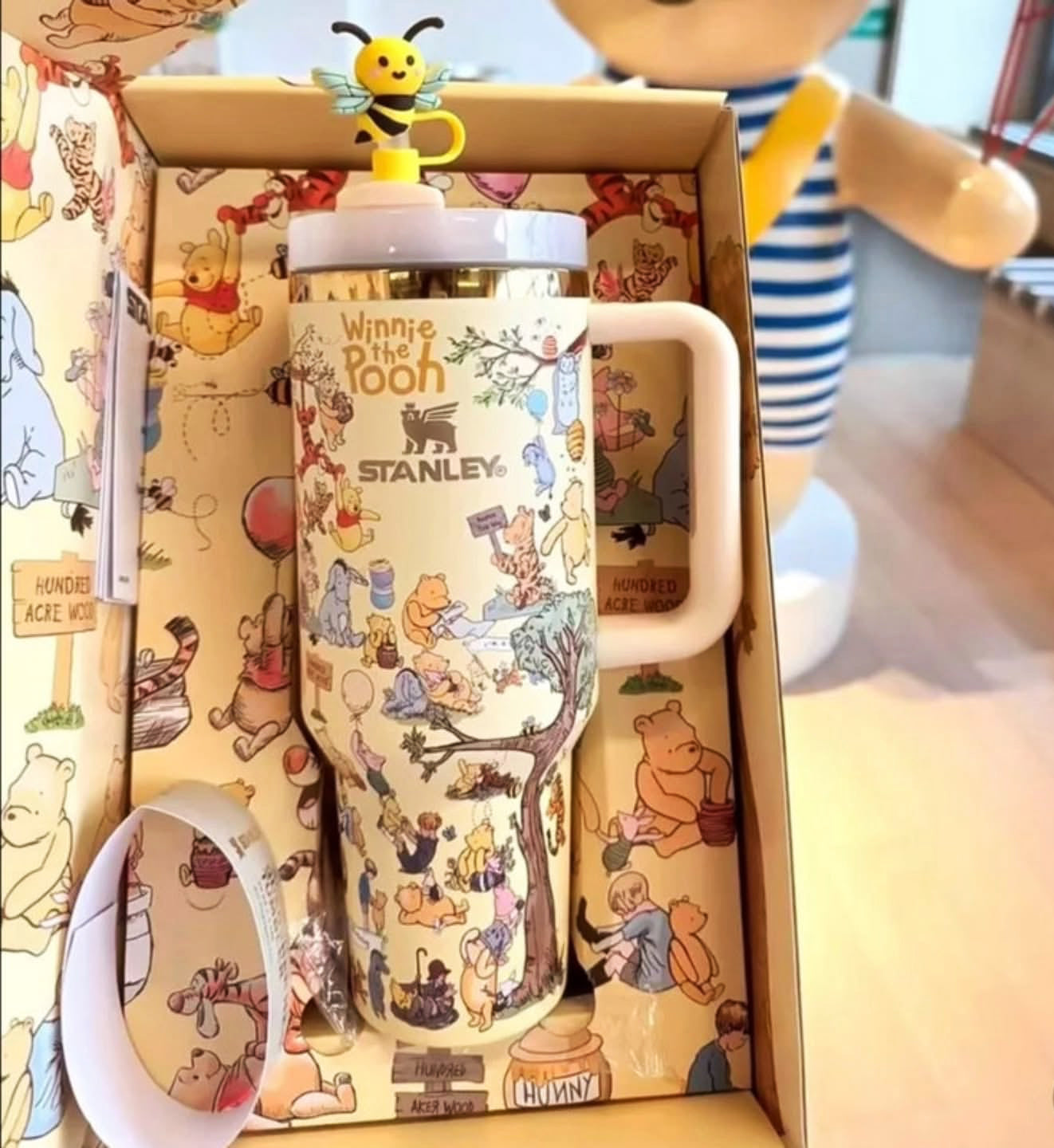 🎁Winnie The Pooh Insulated Cup Gift Box 40 oz Include Straw and Topper