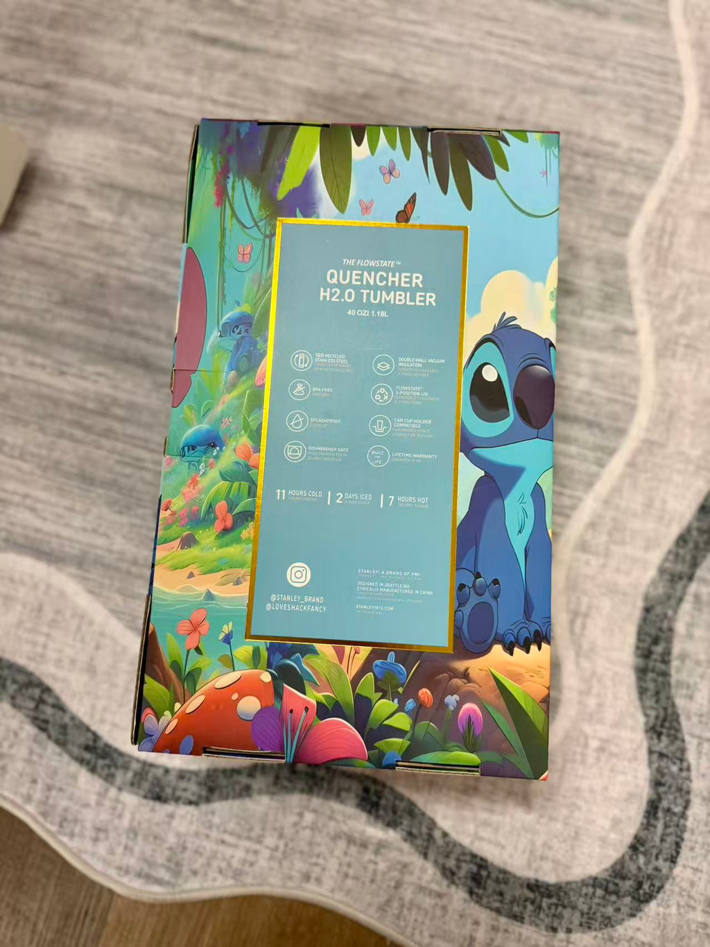 🎁Stitch Insulated Cup Gift Box 40 oz Include Straw and Topper