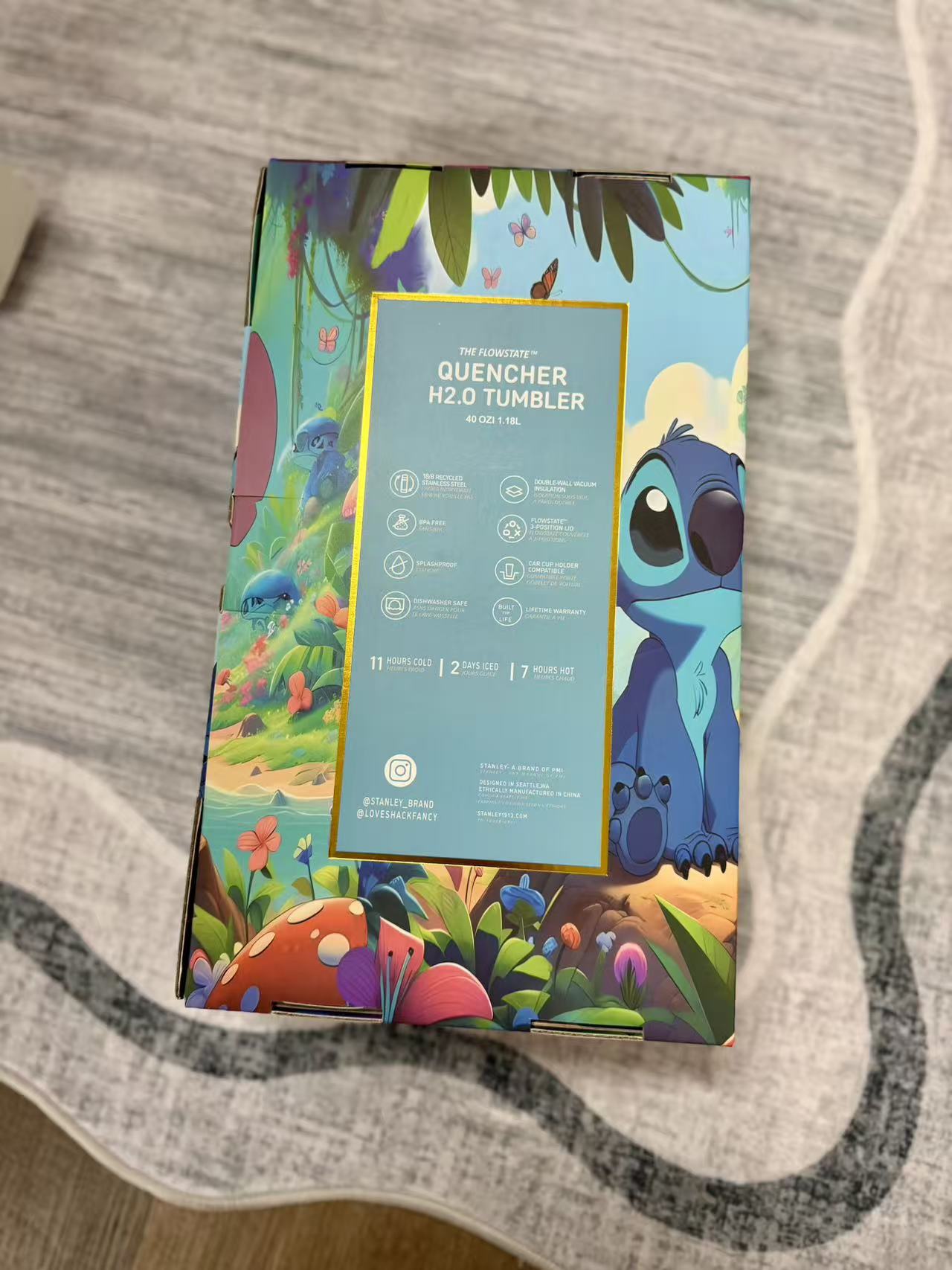 🎁Stitch Insulated Cup Gift Box 40 oz Include Straw and Topper