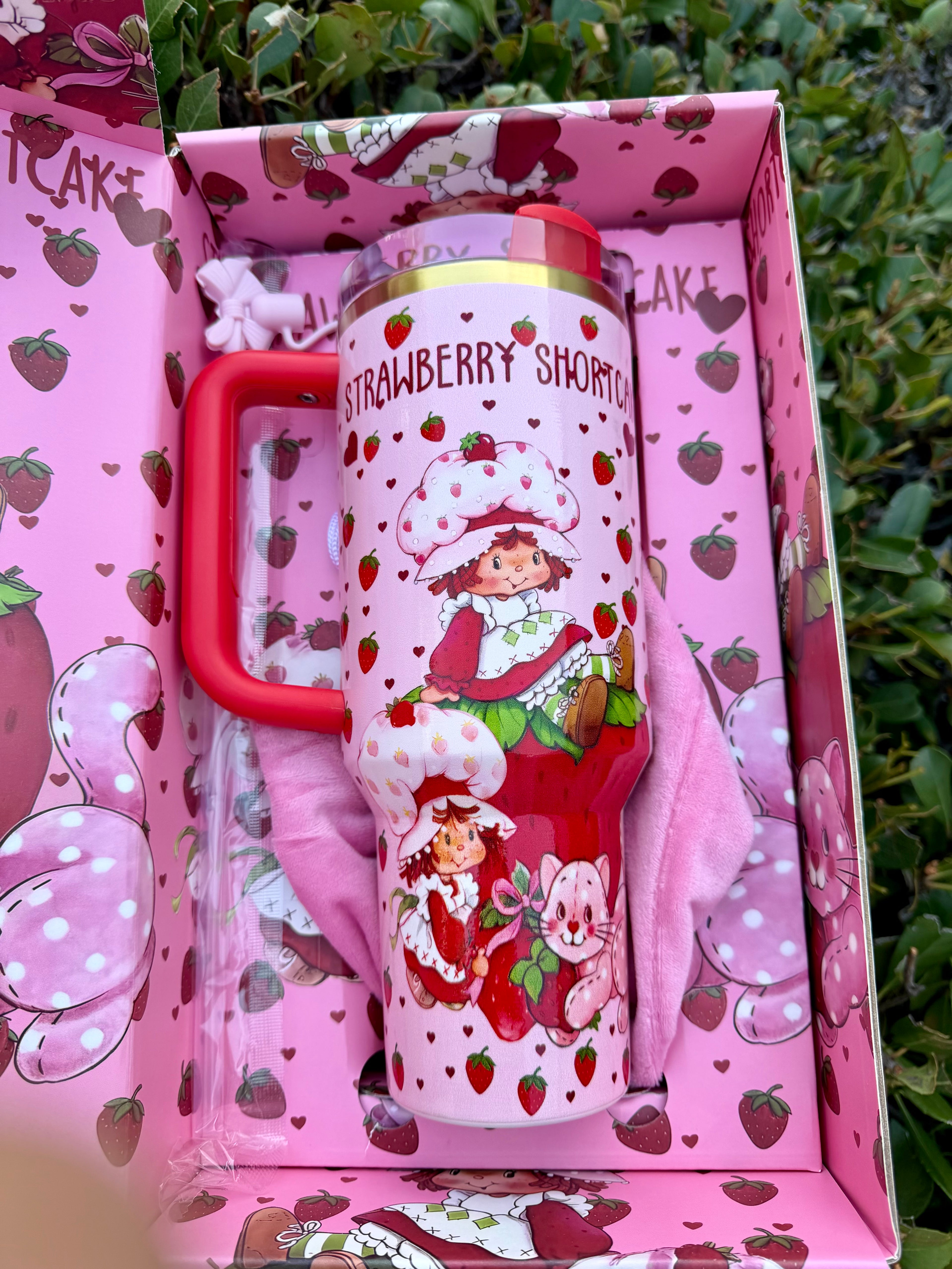 🎁Strawberrycake Design Insulated Cup Gift Box 40 oz Include Straw and Topper